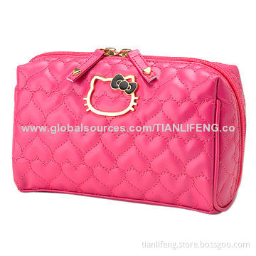 Cute pink easy carry cosmetic bag